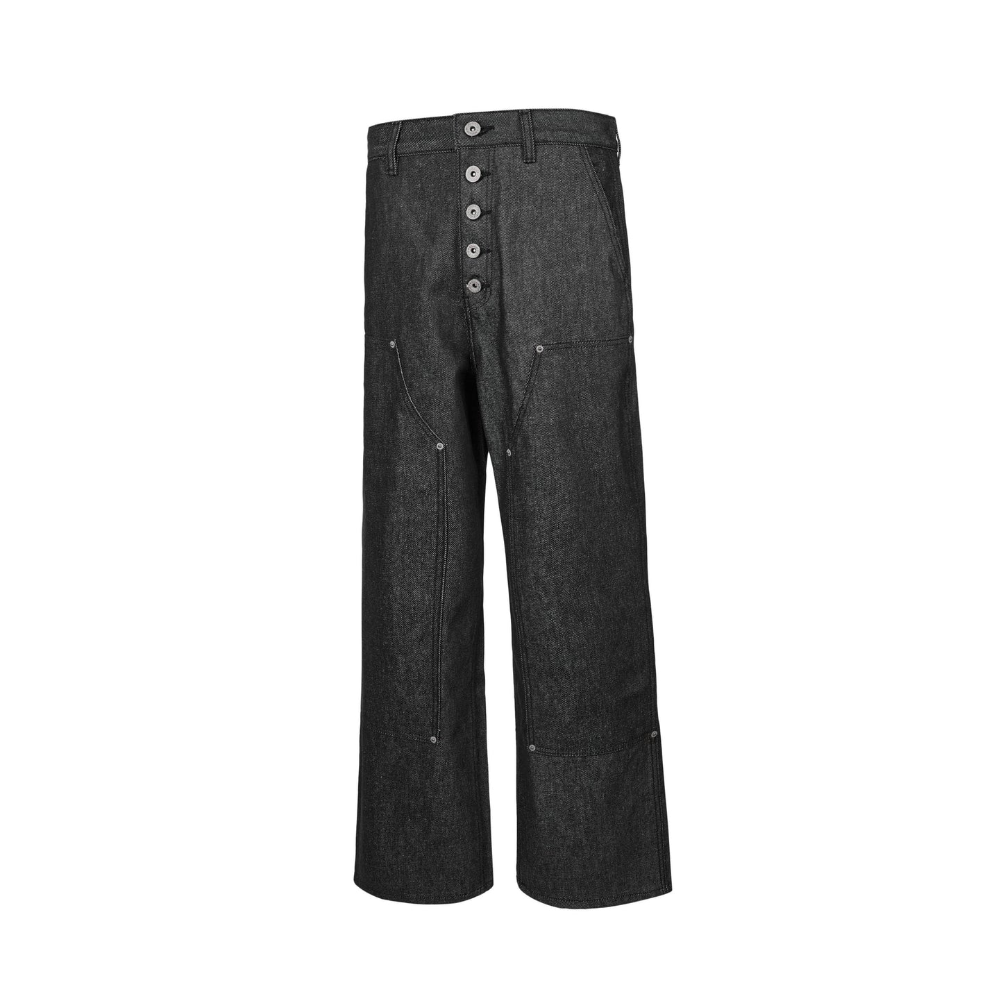 Button-Fly Utility Straight-Leg Pants