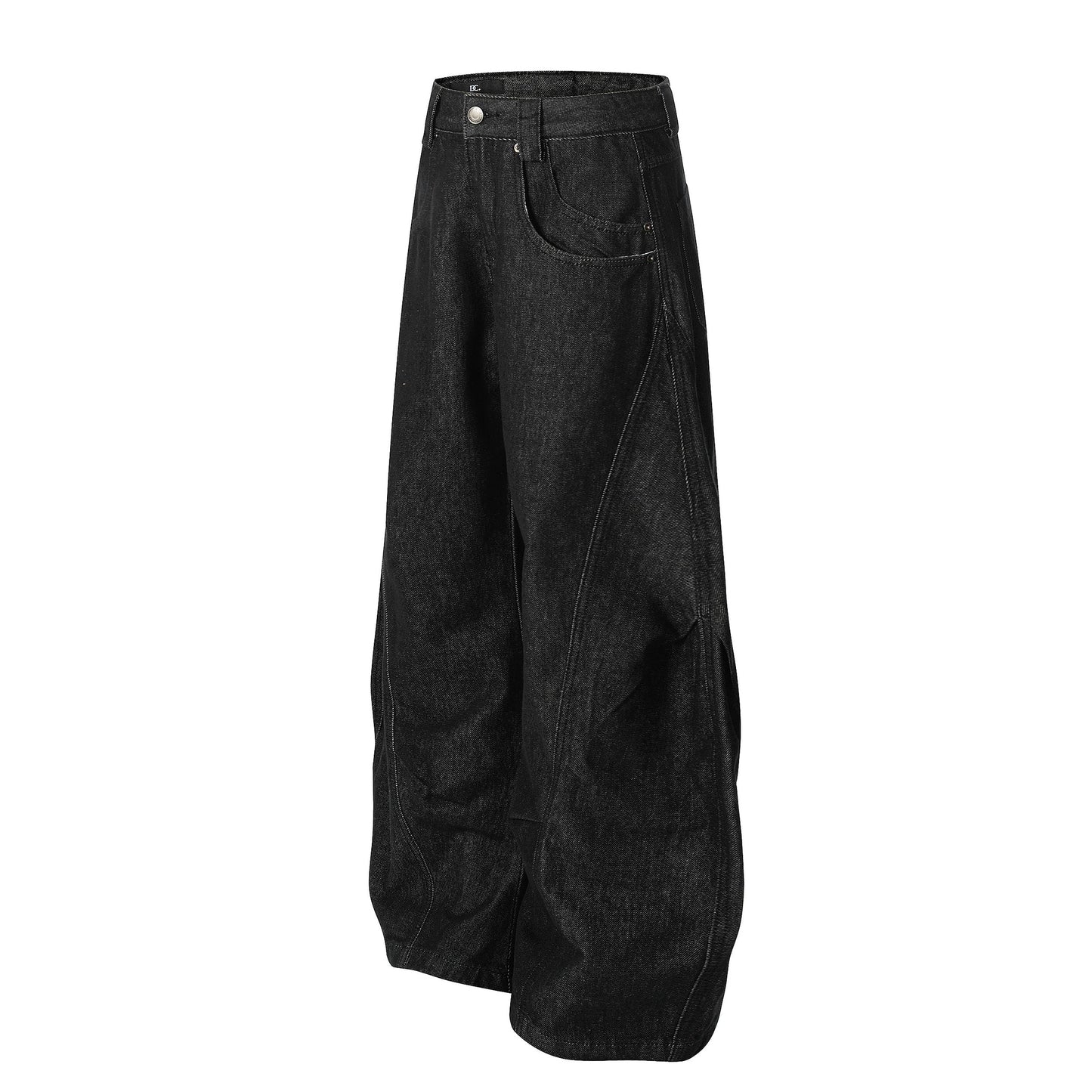 Structured Panel Balloon Wide-Leg Jeans