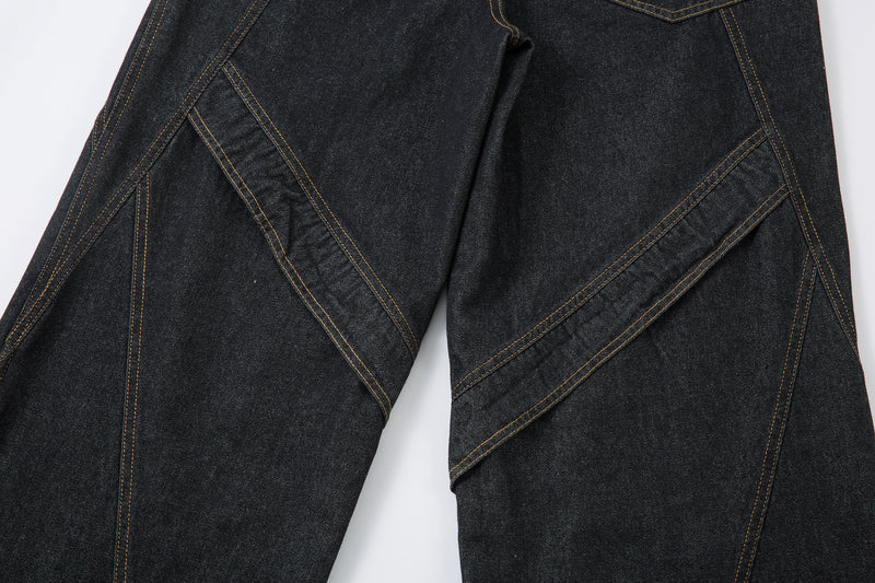 Multi-Panel Wide-Leg Denim Pants