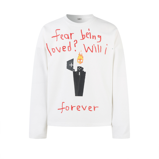 Flame Doodle Emotional Graphic Long Sleeve Tee