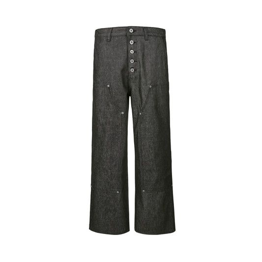 Button-Fly Utility Straight-Leg Pants