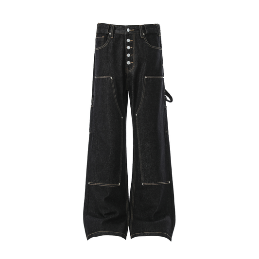 Multi-Pocket Workwear Denim Pants