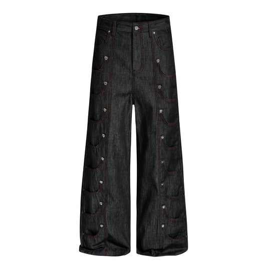 Multi-Pocket Stitch Denim Pants