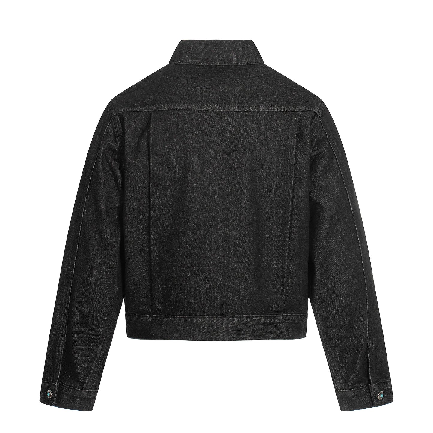 Metal Buckle Pleated Denim Jacket